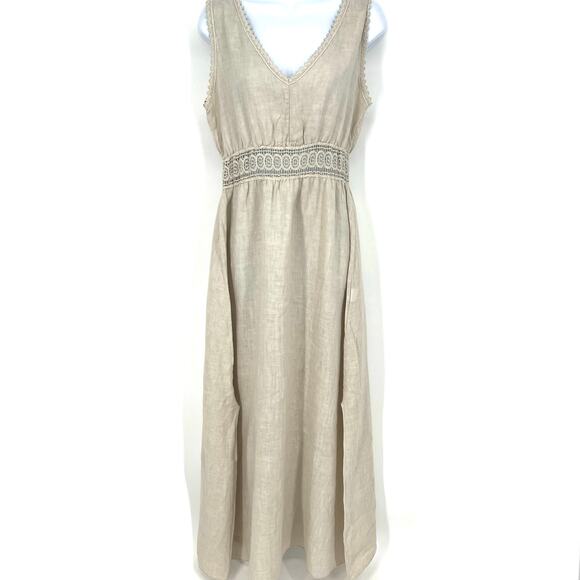 Terzo Millennio Italy 100% Linen Maxi Dress Size Medium Sleeveless - Picture 1 of 12